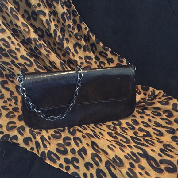 Leslie Fay Handbags - Faux Eel Skin purse with chain strap